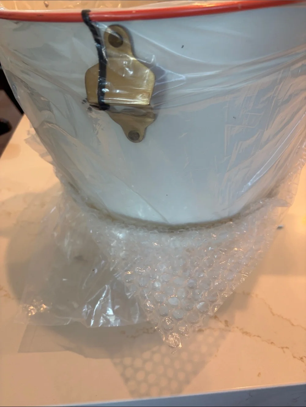 NWT Hearth & Hand off white Beverage Tub with orange Handles and Bottle Opener